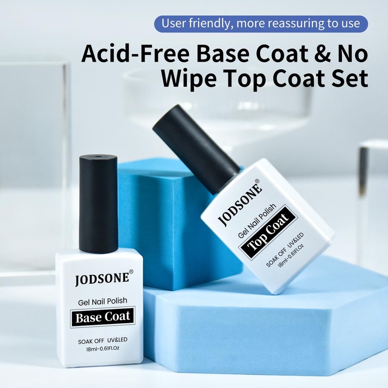 JODSONE 2 Bottles 18ml Top Coat Base Coat Gel Polish