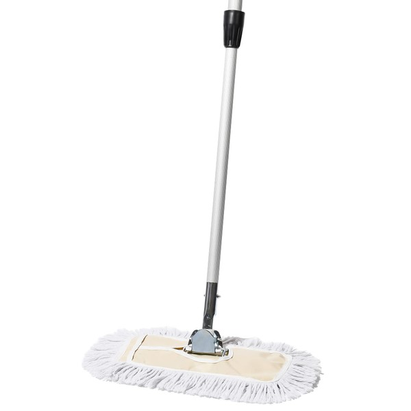 Tidy Tools Commercial Dust Mop & Floor Sweeper, 12 in. Dust Mop for Hardwood Floors, Cotton Reusable Dust Mop Head, Extendable Mop Handle, Industrial Dry Mop for Floor Cleaning & Janitorial Supplies