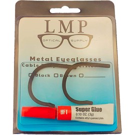 LMP Optical® Cable Temple Retrofit Kit Includes Glue Fine Sandpaper & Instructions Universal Fits Most Metal Frames 1.3mm (1 Pair, Brown)