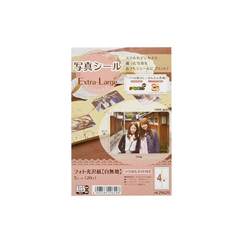 A-One 29629-2P Photo Stickers Photo Glossy Paper Extra Large 4
