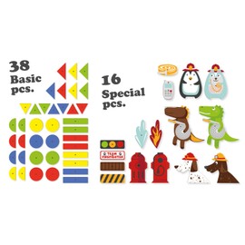 Lena 65836 Hammer Game Fire Brigade Nail Game with 38 Coloured Parts and 16 Special Pieces, XXL Cork Base Plate Approx. 28 x 19.5 cm, Hammer and Nails, Knocking Game for Children from 3 Years