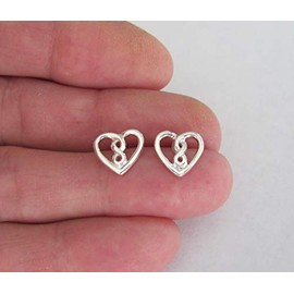 Sterling Silver 10mm Infinity Heart Post Stud Earrings - Jewelry Making DIY Crafting Charm Beads for Bracelets