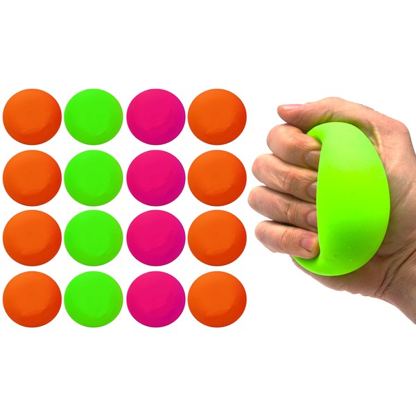 JA-RU Squishy Dough Ball (12 Balls Assorted) Neon Color Sensory Fidget Ball for Kids. Stress Relief Therapy Tactile Squeeze Ball. Autism ADHD Toys. Classroom & Office Desk Calming Fidgets. 401-12p