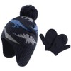 Baby Dinosaur Winter Hat Warm Mittens Set Newborn Pompom Beanie