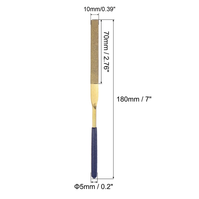 sourcing map Diamond Needle Files, 5mm x 180mm Titanium Coated