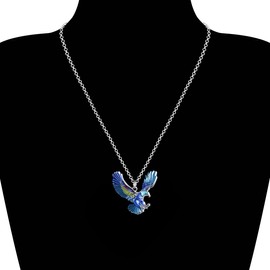 DOWAY Cute Enamel Eagle Necklace Bird Pendant for Women Girls Novelty Jewelry Gifts (Blue)
