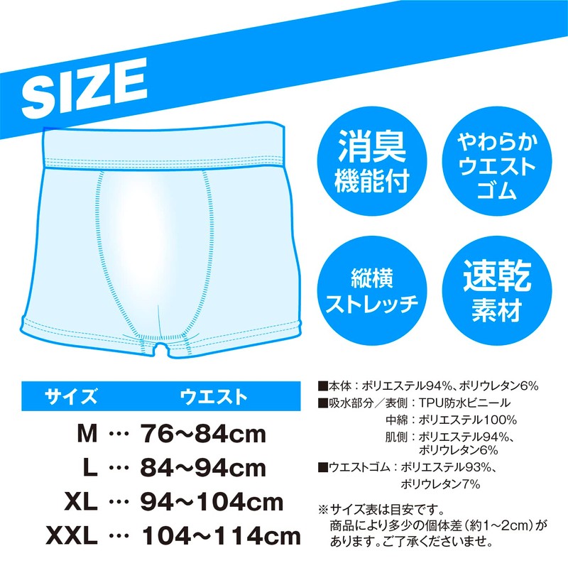 SVS Men's Water Absorption Boxer Shorts, Plain, Black, XXL, Choy,