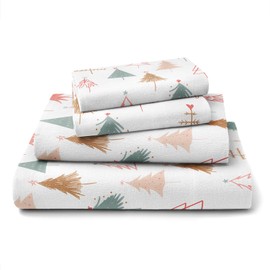 Flannel Christmas Sheets - 100% Cotton Flannel Sheet Set - Full Size - Extra Soft & Cozy - Thick Warm Heavyweight Winter Bed Set - Deep Pocket Holiday Bedding for Women, Men & Kids - Christmas Tree