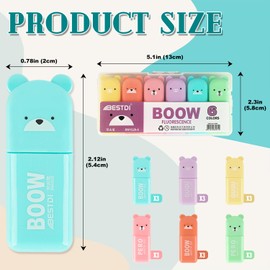 18 Pack Cute Bear Highlighter Pen, Aesthetic Markers Highlighters, Macaron Colors Chisel Tip, Kawaii Marker Pens for School Study Notes Office