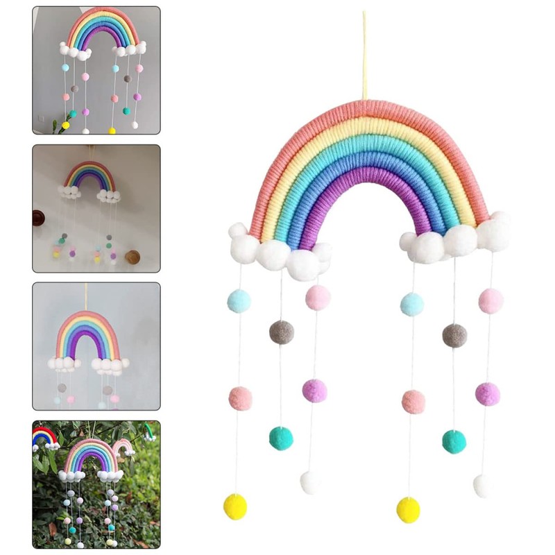 ORFOFE Hanging Rainbow Cloud Raindrops Decor for Bedroom Wall Pendant