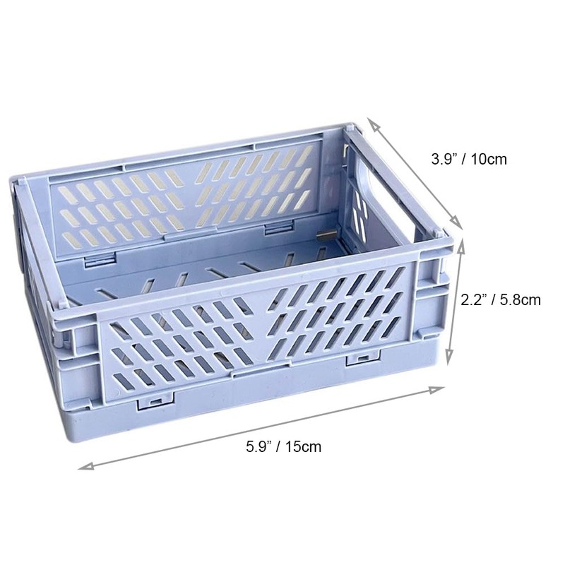 Mini Folding Plastic Basket for Storage 4 PCS，Mini Storage Crates