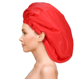 4 gorros de ducha extragrandes, gorros de ducha grandes, gorras de rasta, gorros enormes trenzados, impermeables, gorros de baño grandes, gorros de baño grandes, gorros de baño para mujeres y niñas, pelo largo, spa (negro, gris, azul, rojo)