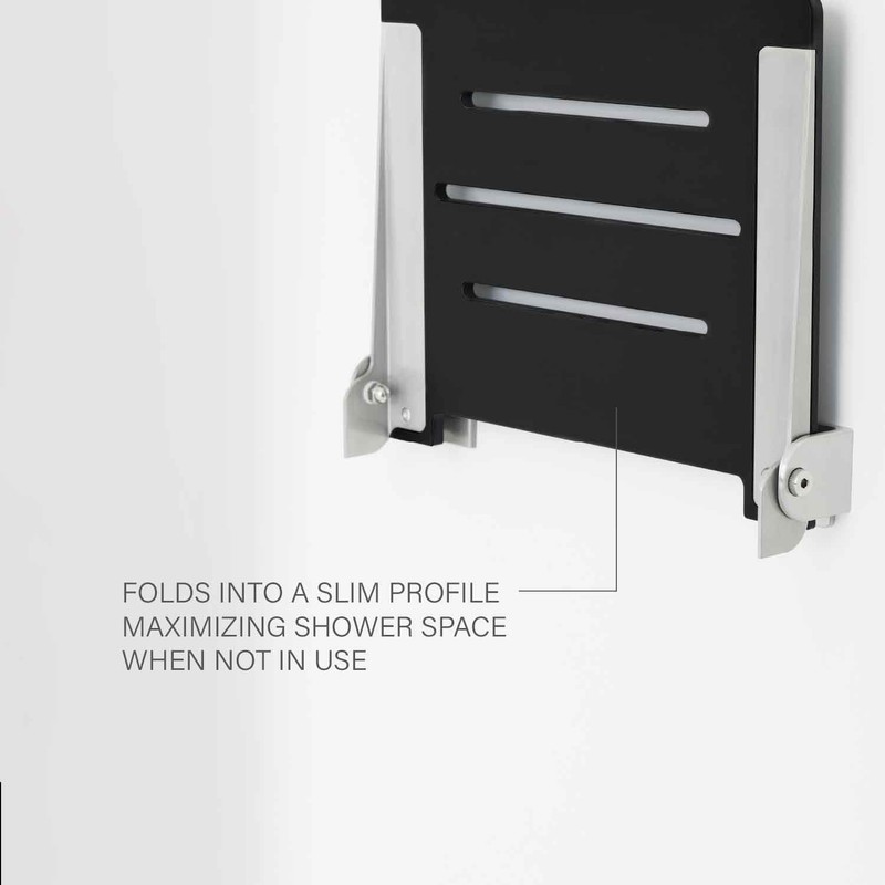 Seachrome 18 inch Silhouette Slimline Folding Wall Mount Shower Bench