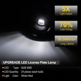 R&F Auto License Plate Lights Tag Light Lamp Compatible with F150 F250 F350 Super Duty Explorer Ranger Bronco Excursion Expedition Rear Bumper Tag Lamp, White Round