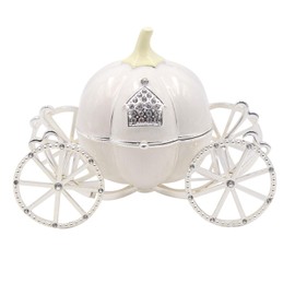 LASODY Hand Painted Enameled Cinderella Pumpkin Carriage Decorative Hinged Jewelry Trinket Box Unique Gift for Family,Jewelry Chests