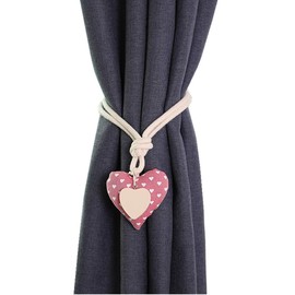 Moraphee 2Pcs Curtain Flower Tiebacks Rope for Kids Room Pure Cotton Holdbacks Window Curtain Length 55cm-pink heart
