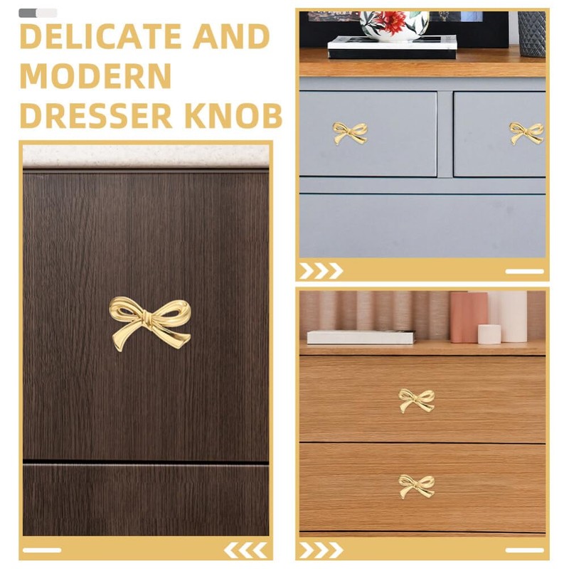 DOITOOL Brass Bow Shape Cabinets Knobs Gold Drawer Pulls Decorative