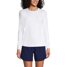Lands' End Womens Long Sleeve Swim Tee Rash Guard White Regular X-Small