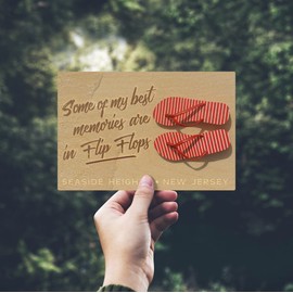 Seaside Heights, New Jersey, Best Memories in Flip Flops (4x6 Birch Wood Postcards, 2-Pack Stationary, Rustic Home Wall Decor)
