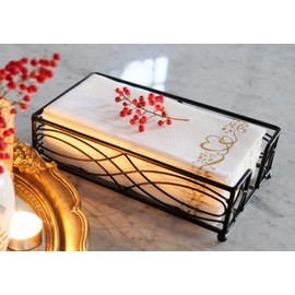 Chez JuJu Black Elegant Sturdy Guest Napkin Holder | Disposable Paper Hand Towel Storage Tray Caddy | Premium Quality | Bathroom Kitchen Dining Table Wedding Party Hotel Office décor | Indoor Outdoor