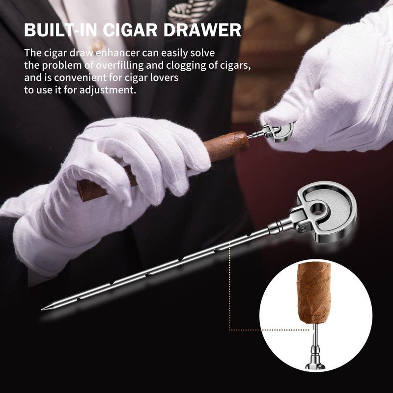 LAFULI Triple Jet Flame Cigar Lighter, Cigar Punch, Cigar Draw