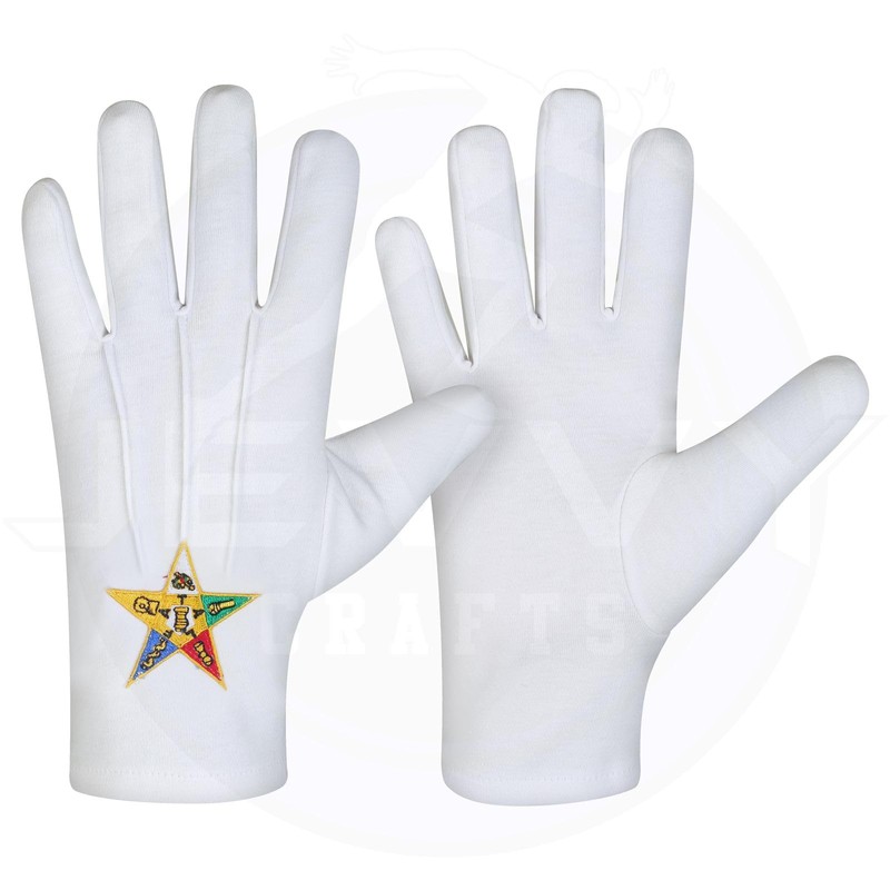 JEVVY CRAFTS Masonic OES Cotton Gloves - Order Of the