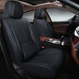 truckerset Car Seat Covers, Leather Seat Covers for Cars Full Set, Waterproof and Breathable Suitable for Most SUV/Truck/Sedan/Automotive 2 Pack (Black)