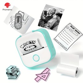New Phomemo T02 Portable Mini Thermal Printer Thermal Paper Advertising printing and drawing equipment - Color: Green