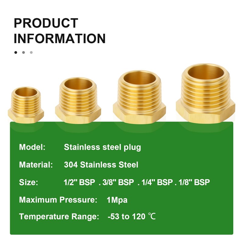 TAISHER 20 Pcs Brass Outer Hex Thread Socket Pipe Plug