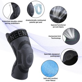 NEENCA Kids Knee Brace Sleeve, Youth Knee Compression Sleeve for Children - Boys & Girls. Child Knee Support with Patella Gel Pad & Side Stabilizers for Knee Pain, Sports, Outdoor -Black