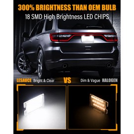 LESAUCE LED License Plate Light For 2014-2023 Dodge Durango Pickup Truck, 6000K White, 18 SMD, Tag Lamp Assembly Replacement, Plug and Play, Pack of 2