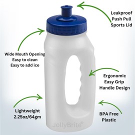 Handheld Running Water Bottle 17.6oz Leakproof Sports Push Pull Lid, Jogger Bottles for Runners, Lightweight Easy-Grip Water Bottle for Running and Fitness. 2 Pack Black and Navy Lids