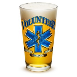 Erazor Bits EMS EMT Emergency Medical Services - volunteer - Classic Premium Beer Pint Glasses 16 Ounce - Set of 12 - Highball Cocktail Mixing Glass - Perfect for Cold Beverages - With Logo