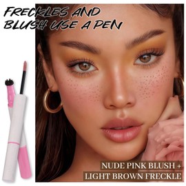 DAGEDA Freckle Blush Makeup Pencil, 2 in 1 Liquid Freckle Pen and Cream Blush,Quick-dry, Lifelike Natural Freckles,Lightweight Blush for Cheeks,Suitable for Natural Sun-kissed Face Makeup 01