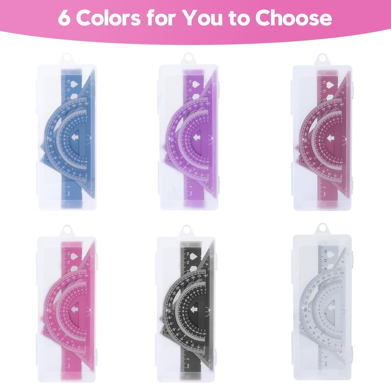 MSDADA 4 Pieces Aluminium Alloy Ruler Set Protractor Triangle Mathematics
