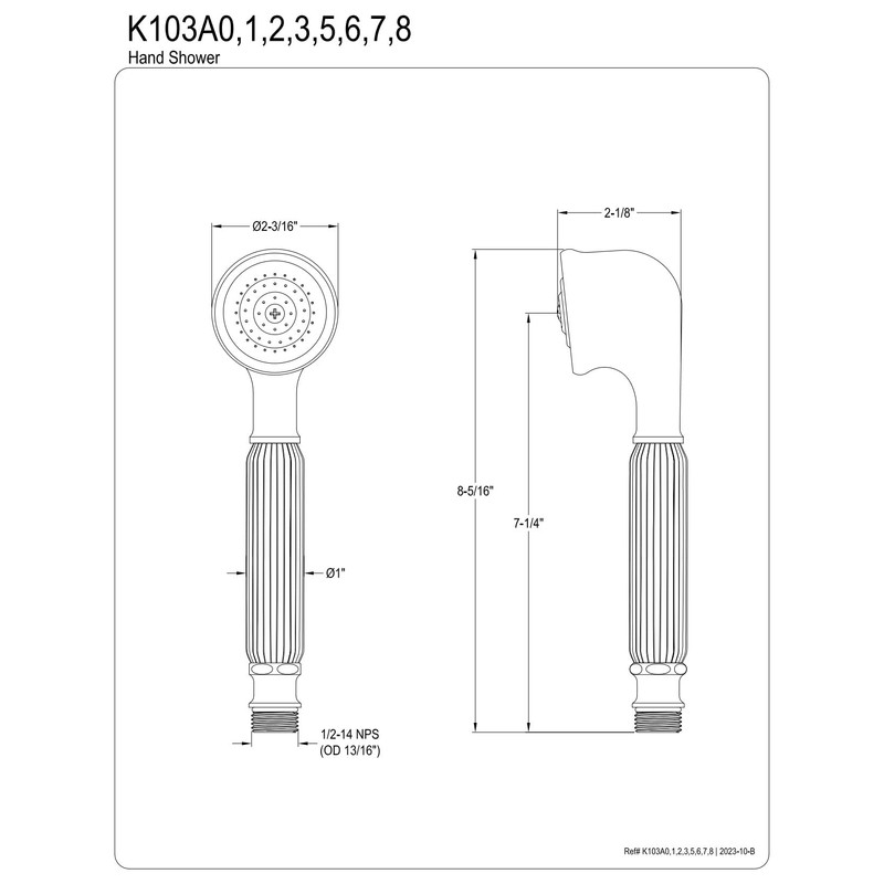 Kingston Brass K103A5 Restoration Hand Shower, 8-Inch, Oil Rubbed Bronze