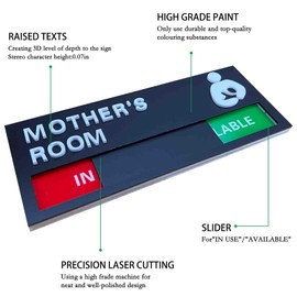 Mothers Room Sign, 3D Mothers Room Vacant Occupied Privacy Sign for Office Home,In Use Available Slider,Mother's Room Sign Indicator Tells Whether Room Vacant or Occupied-8 X 3 Inches