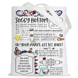 LEVLO GBBO Bake Quote Tote Bag Noel Fielding Fans Gift Star Baker Shoulder Bag Dame Prue Fans Gift, Gbbo Tote, M