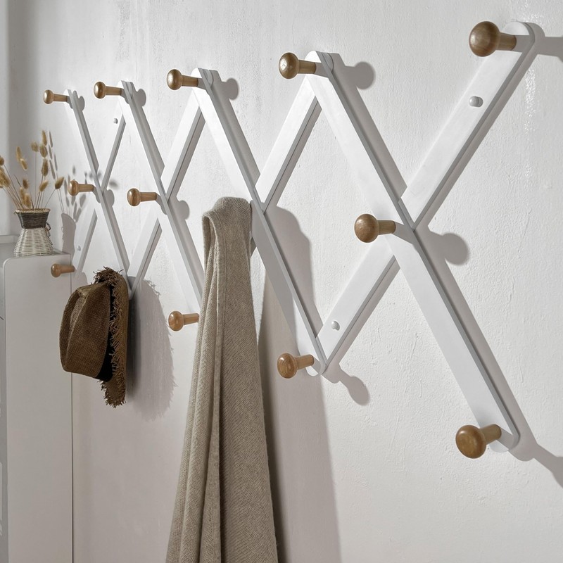 SKOLOO Wooden Wall Hat Rack, Large Accordion Wall Hanger, Modern,