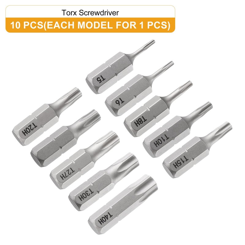 sourcing map 10pcs T5-T40H Torx Screwdriver Bit 1/4" Hex Shank