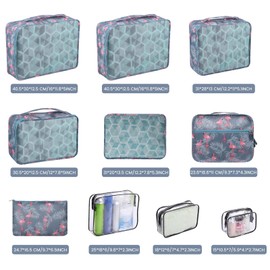 CORYIN Packing Cubes 10 PCS Travel Organiser Packing Bags Travel Luggage Packing Organizers Travel Essentials Bag for Clothes Shoes Cosmetics Storage Bags for Men Women Dark Blue