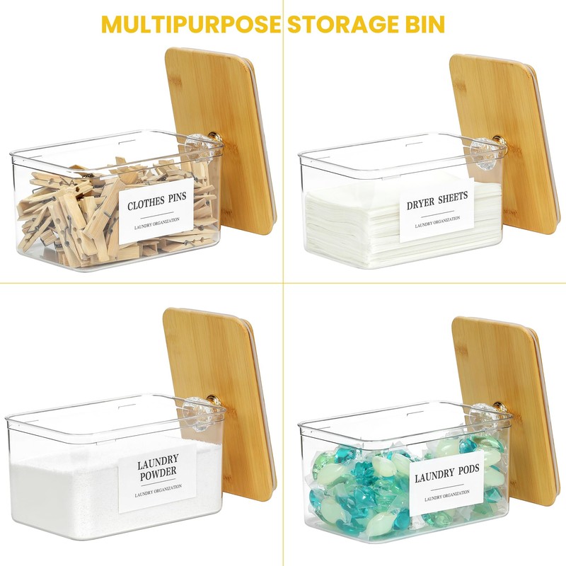 4 Pack Clear Laundry Pods Container & Dryer Sheet Holder