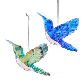 Kurt Adler Hummingbird Shaped Ornaments 2 Assorted Peacock Colors