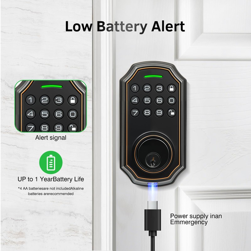 SUBPOT Smart Keyless Entry Door Lock with 2 Knobs,Front Door