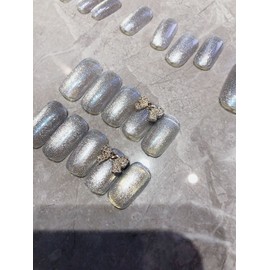 Set of 24 Nail Tips, Aurora Film, Butterfly Clips, Nail Decoration, Fake Claws, Receptions, Parties, After-parties, School Entrance Ceremonies, Graduation Ceremonies, Coming-of-age Ceremonies,