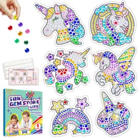 Diamond Window Art Craft Kits for Girls, 3D Kids Golden Suncatcher for 6 7 8 9 10 11 12 Years Old DIY Gem Painting Supplier for Boys Ages 6+ Stone Stickers as Birthday Christmas Party (Unicorn)