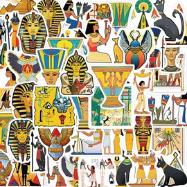 50 Pieces Egyptian Pharaoh Stickers for Suitcase Skateboard Laptop Computer Water Bottles Car Teen Boys Girls Stickers Waterproof