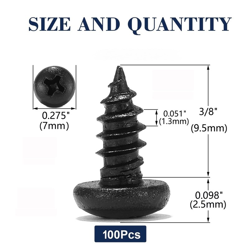 #6 x 3/8" Wood Screw 100Pcs 18-8 (304) Stainless Steel