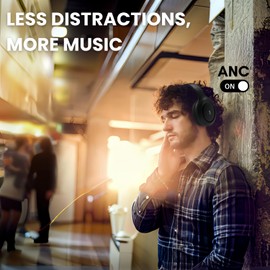 B18 Pro Headphones Wireless Noise Cancelling, Bluetooth Headphones Over The Ear, Wireless Headsets 60H Playtime,Deep Bass Memory Foam Ear Cups,HiFi Audio, Lightweight Black