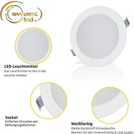 Sweet LED 1 Pack of 4 x 3.5 W LED, 12V, IP44, Flat Furniture Light - Recessed Bathroom Light, Ultra-Flat, Mini, Wet Room